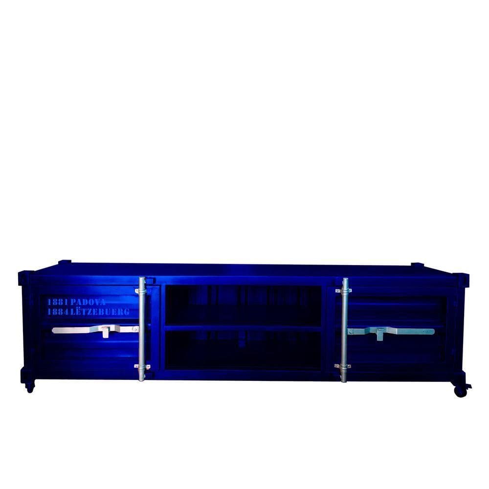 Rack para Tv Newark Estilo Industrial Em Ferro Azul 170cm