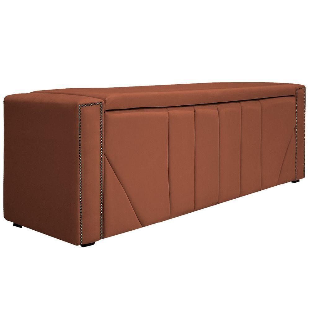 Calçadeira Baú Queen Minsk P02 160cm Cama Box Terracota