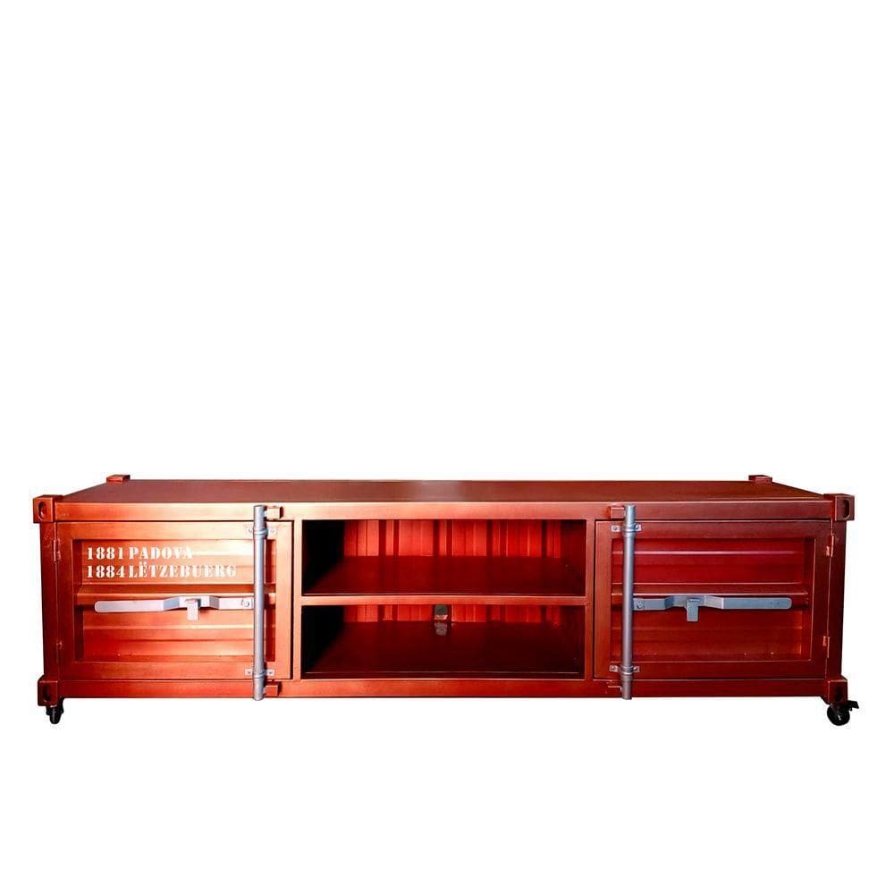 Rack para Tv Newark Estilo Industrial Em Ferro Vermelho 200c