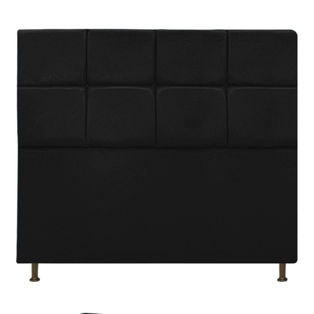 Cabeceira Estofada Damares 140cm Casal com Botonê Preto