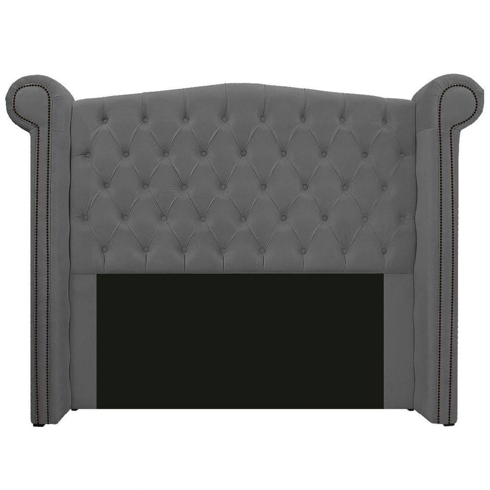 Cabeceira Estofada Veneza 140 Cm Casal Linho Chumbo