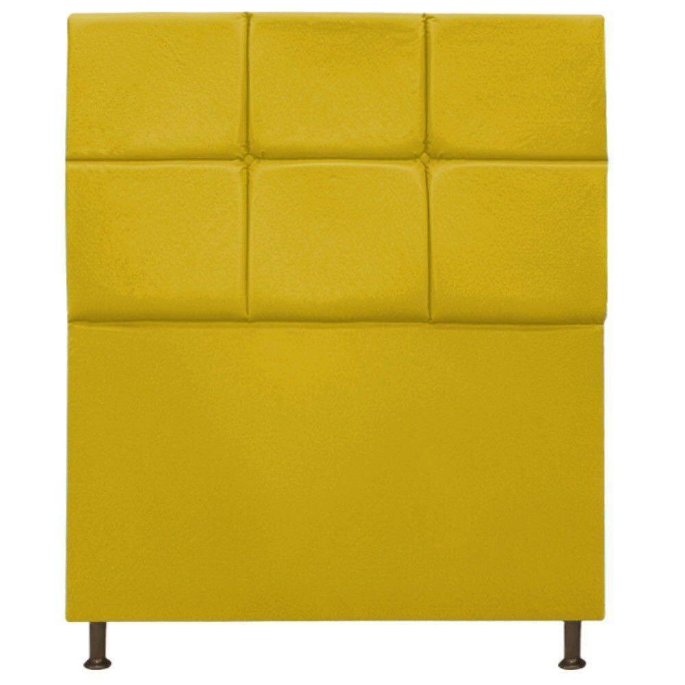 Cabeceira Estofada Damares Solteiro Botonê Suede Amarelo