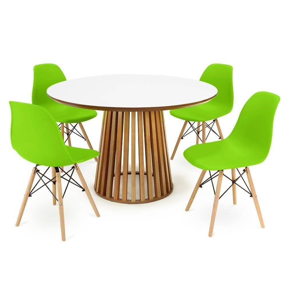 Conjunto Mesa De Jantar Redonda 120cm Com 4 Cadeiras