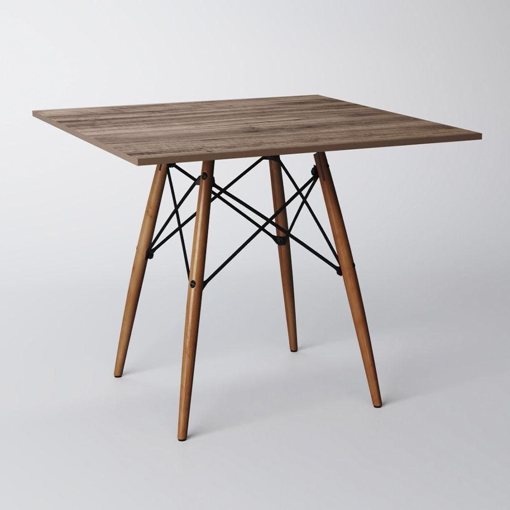 Mesa Eiffel Wood Tampo Quadrado De Madeira 90 Cm Amêndoa Asturias - Cor: Marrom
