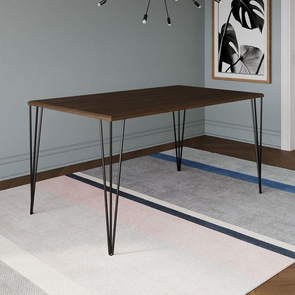 Mesa Elen Tampo Retangular 140 X 80 Cm De Madeira Amêndoa Asturias - Cor: Marrom
