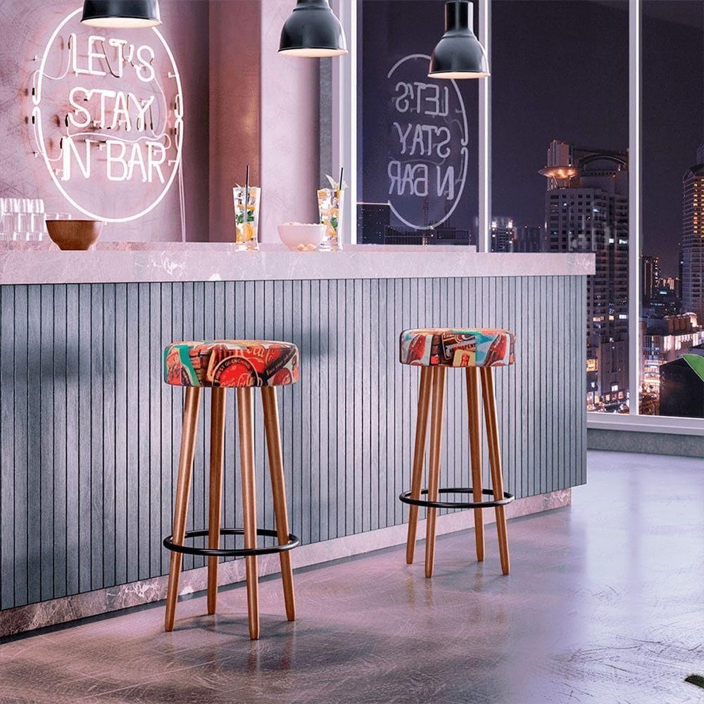 Kit 2 Banquetas Berlin Cor Retrô - Speciale Home Retro
