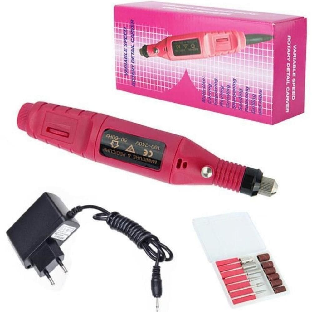 Kit Lixa Lixadeira Motor Unhas Elétrica Profissional Bivolt