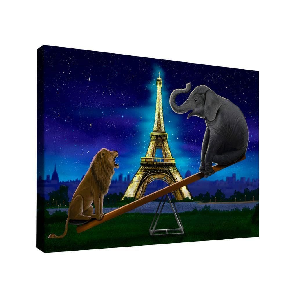 Quadro Leão E Elefante -- Br Artes