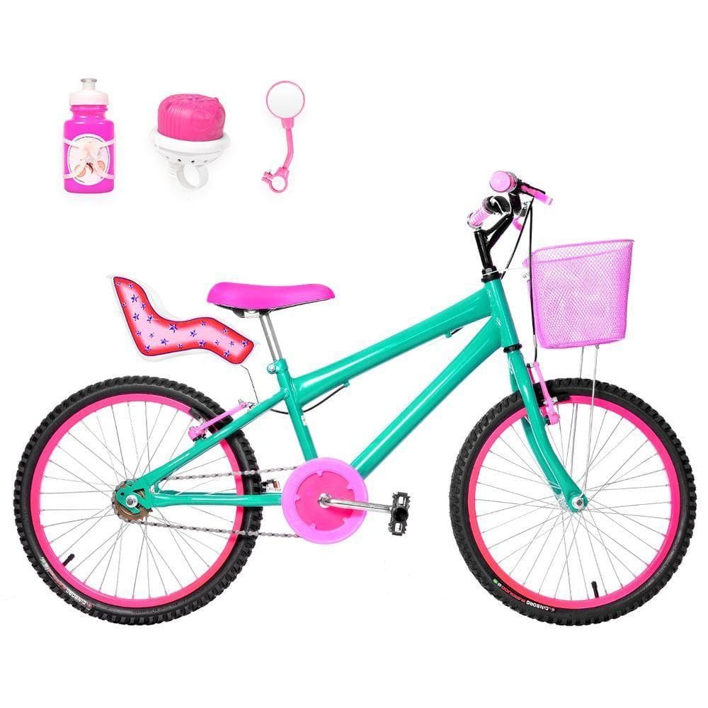 Bicicleta Infantil Feminina Aro 20+Kit Passeio e Cadeirinha