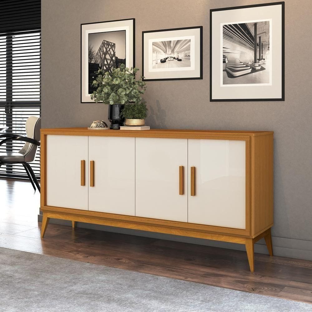 Buffet Aparador Com 4 Portas 160cm Cedro/offwhite