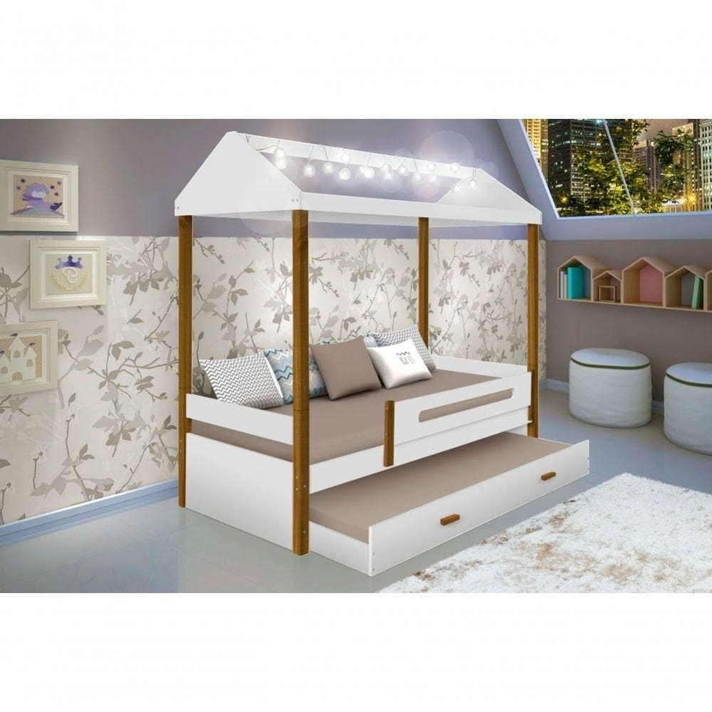 Bicama Montessoriana Casinha Com Colchões Cordão De Luz
