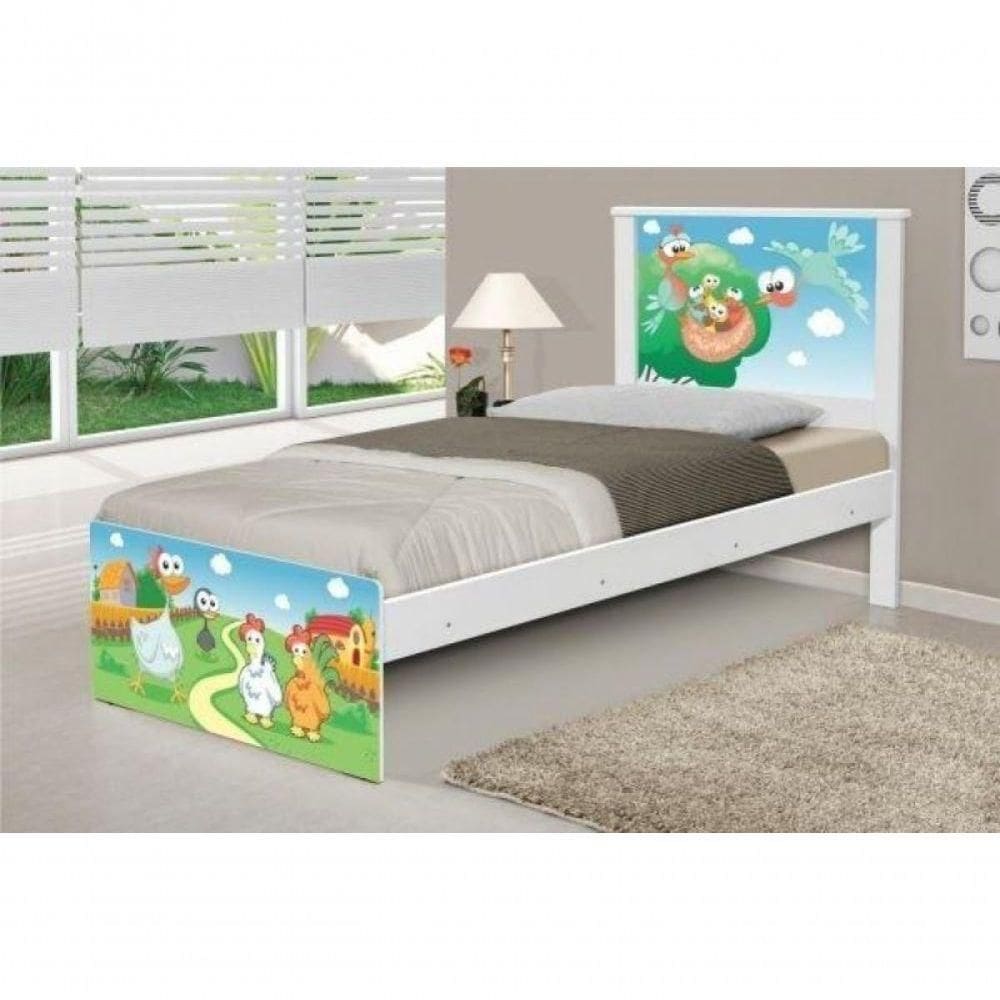 Cama Solteiro Adesivada Fazendinha Com Colchão