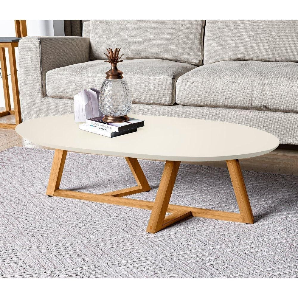 Mesa De Centro Mike Off White Amêndoa