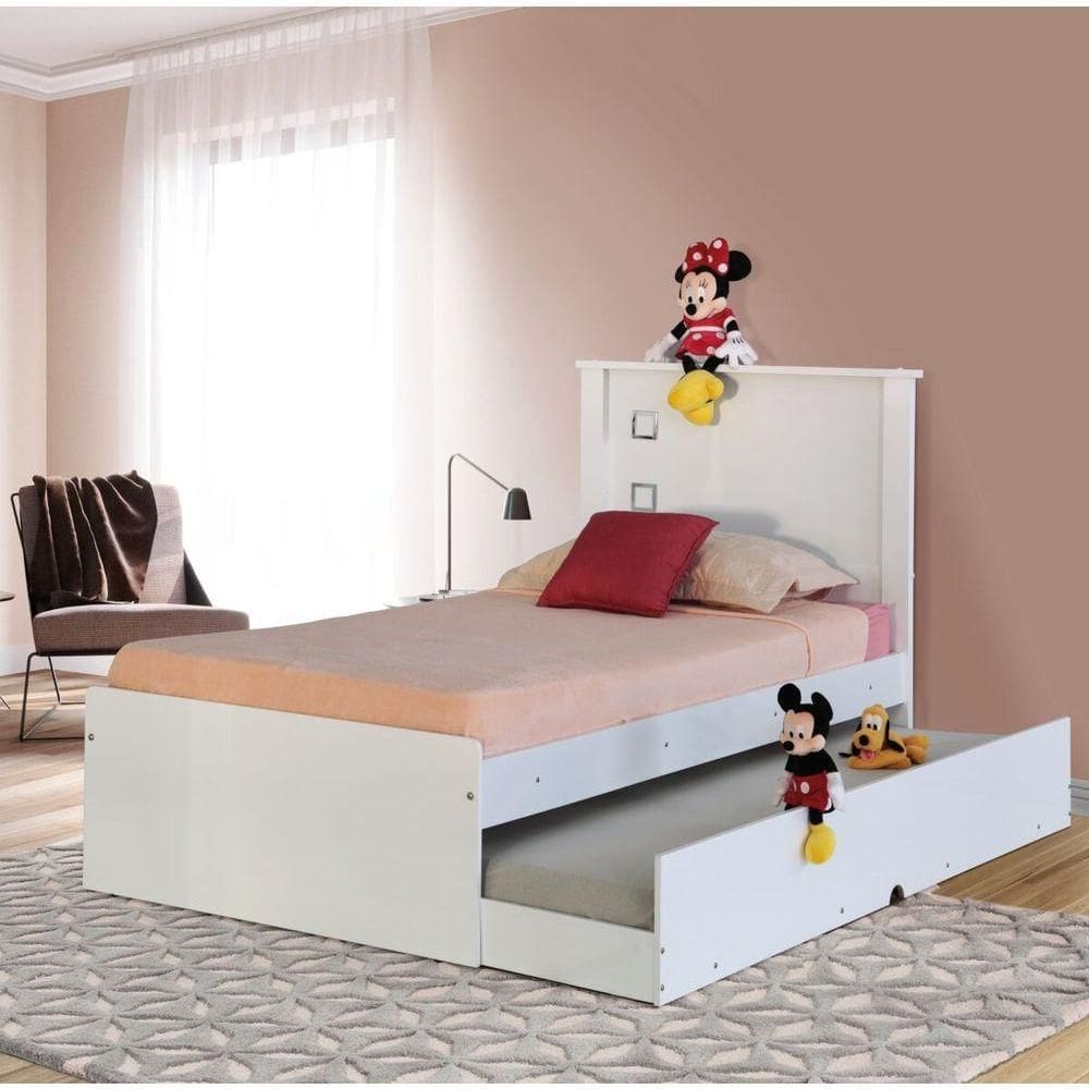 Cama Solteiro Viana Branca Com Auxiliar