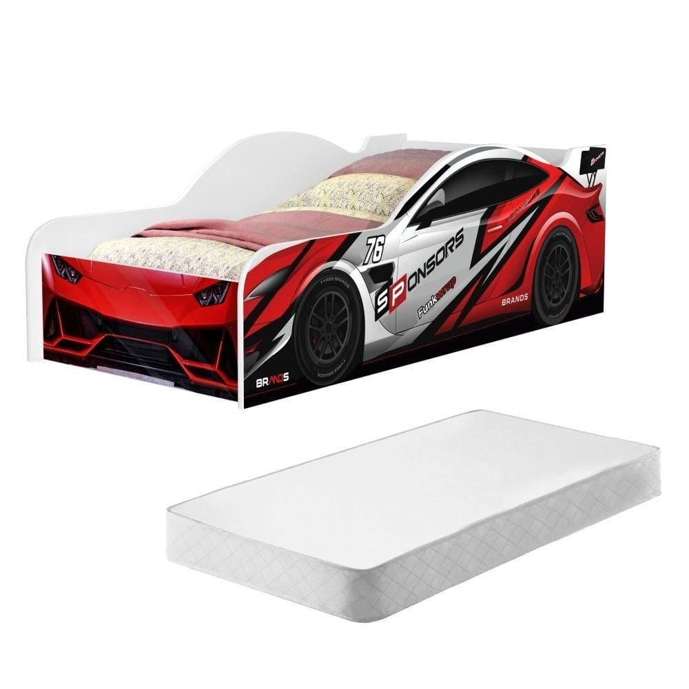 Cama Infantil Carro Vermelho Power Com Colchão