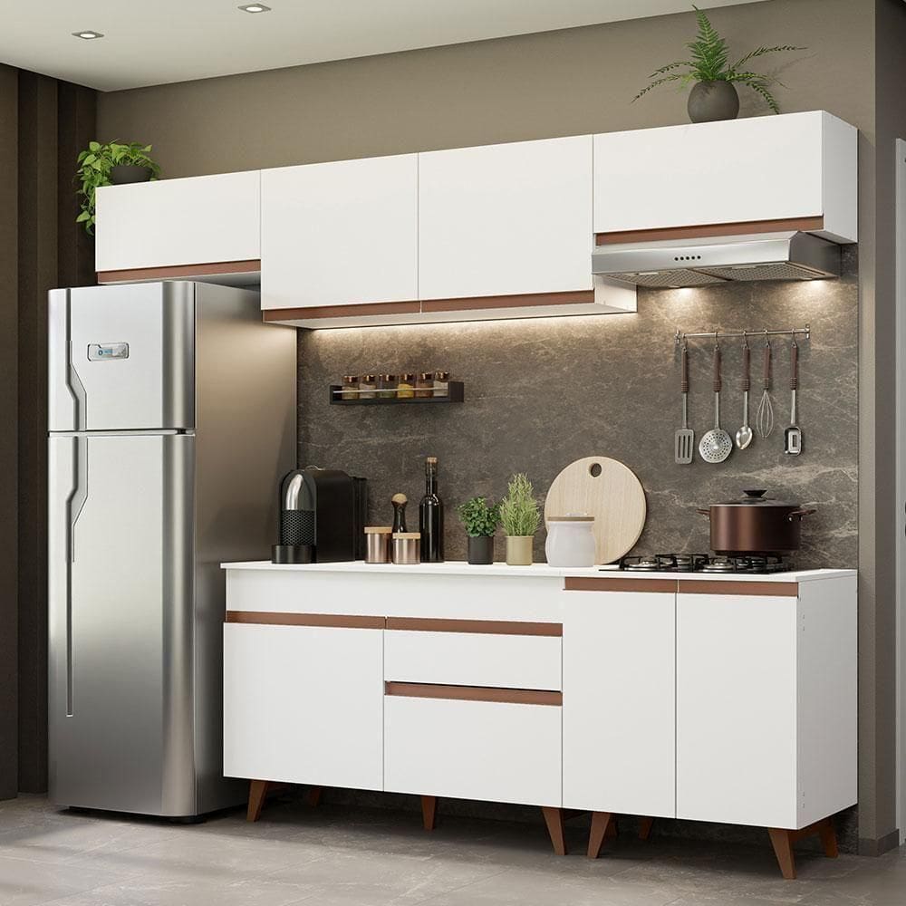 Armário De Cozinha Completa 260cm Branco Reims 10 Branco