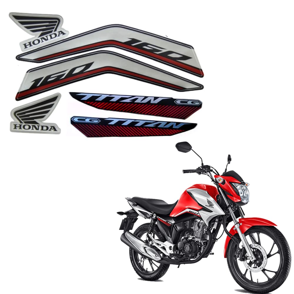 Jogo De Adesivos Faixa Honda CG Titan 160 2024 Vermelho