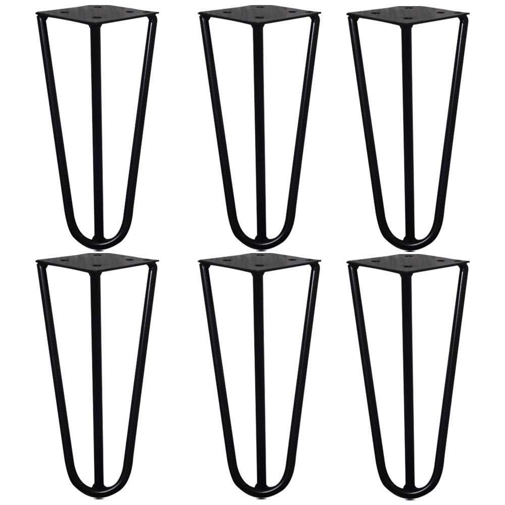 Kit 6 Pés De Metal 15 Cm Legs Mesas De Centro Puffs Preto