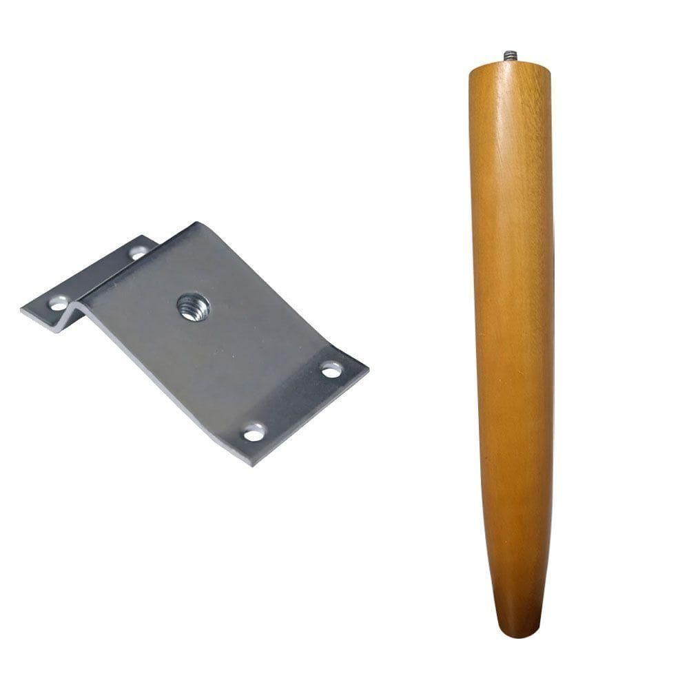 Pé Palito Madeira 30Cm E Chapinha Aço Inclinada 15º Mel/Zincado G75 / G59 - Gran Belo