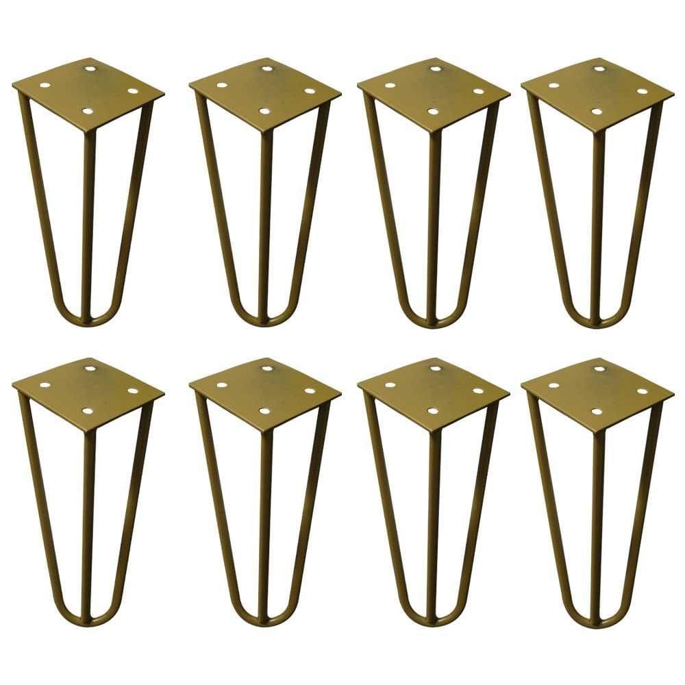 Kit 8 Pés De Metal 15 Cm Mesas De Centro Puffs Dourado