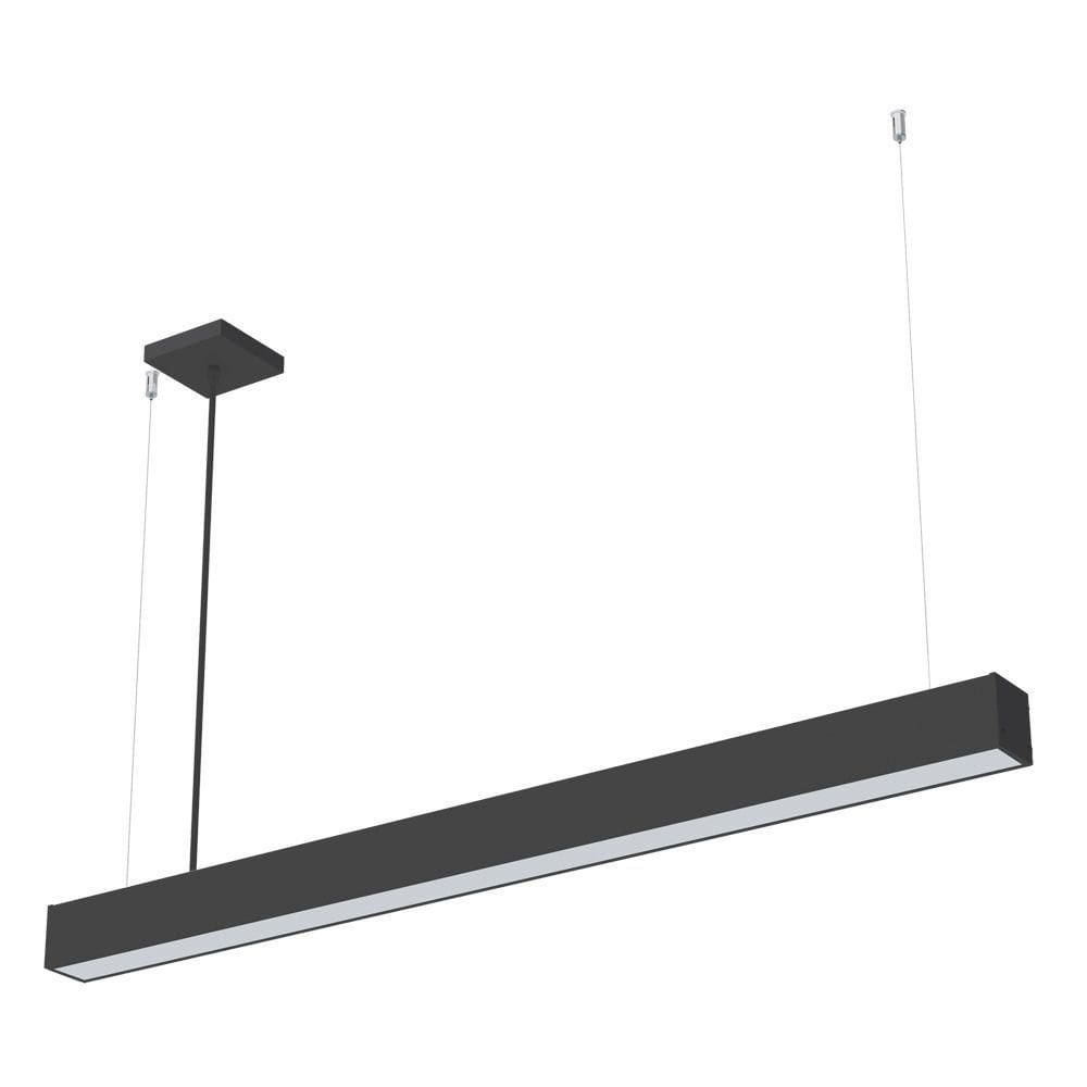 Lustre Pendente Taschibra Vetor Linear Led 20w Bivolt Preta 4000k Luz Neutra