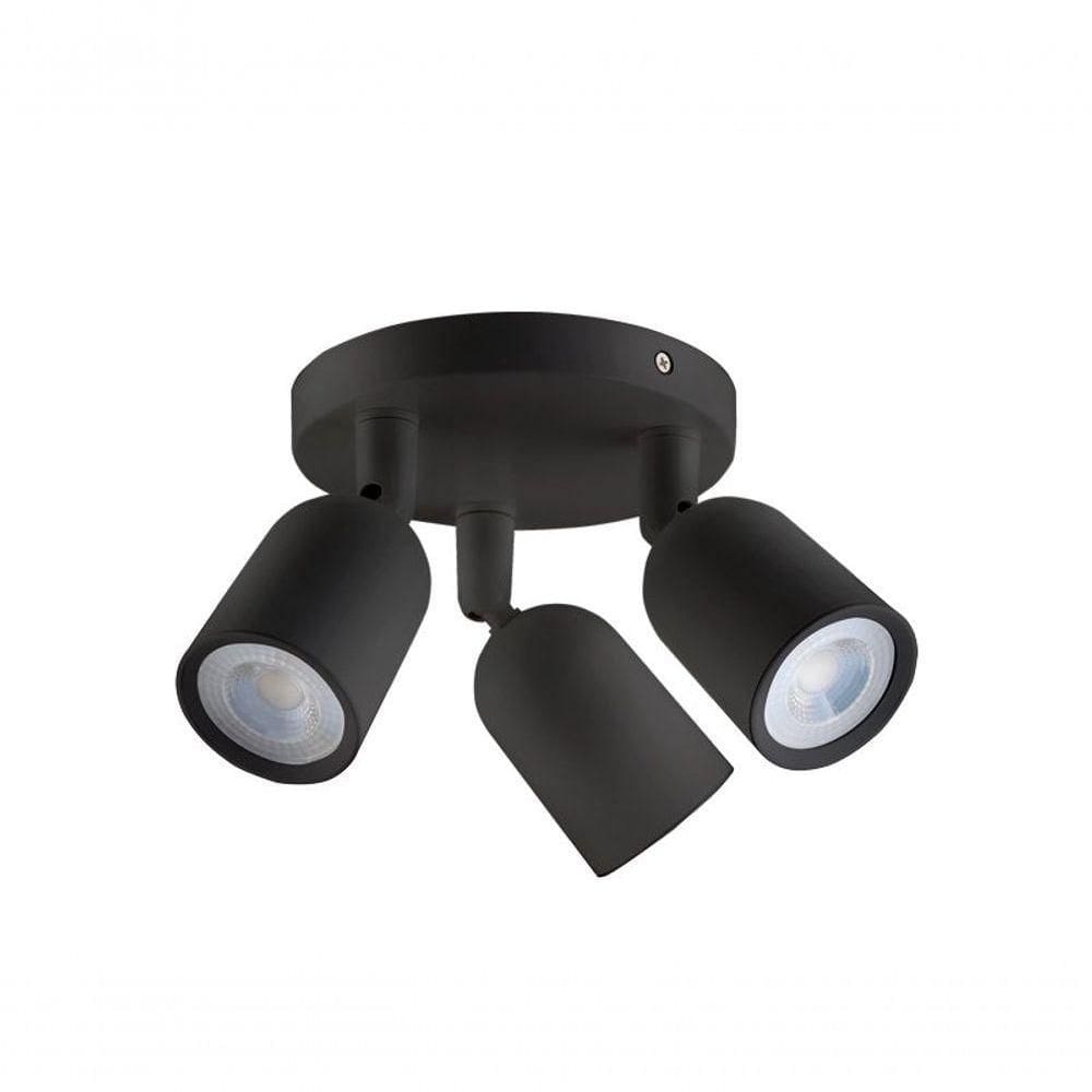 Spot De Led Direct Triplo Mr16 Circular 12w Preto Taschibra 6500k Luz Fria