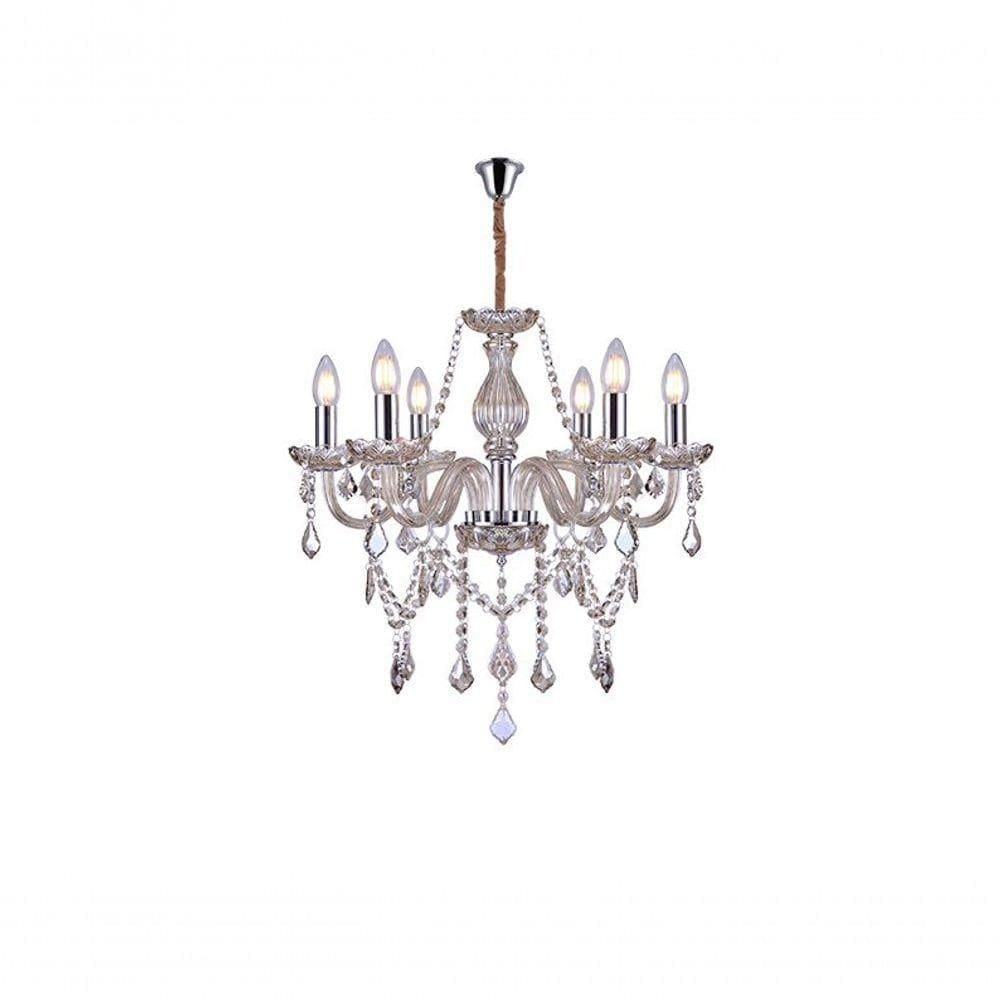 Lustre Glam Maria Tereza Champanhe 6 Braços E14 Taschibra