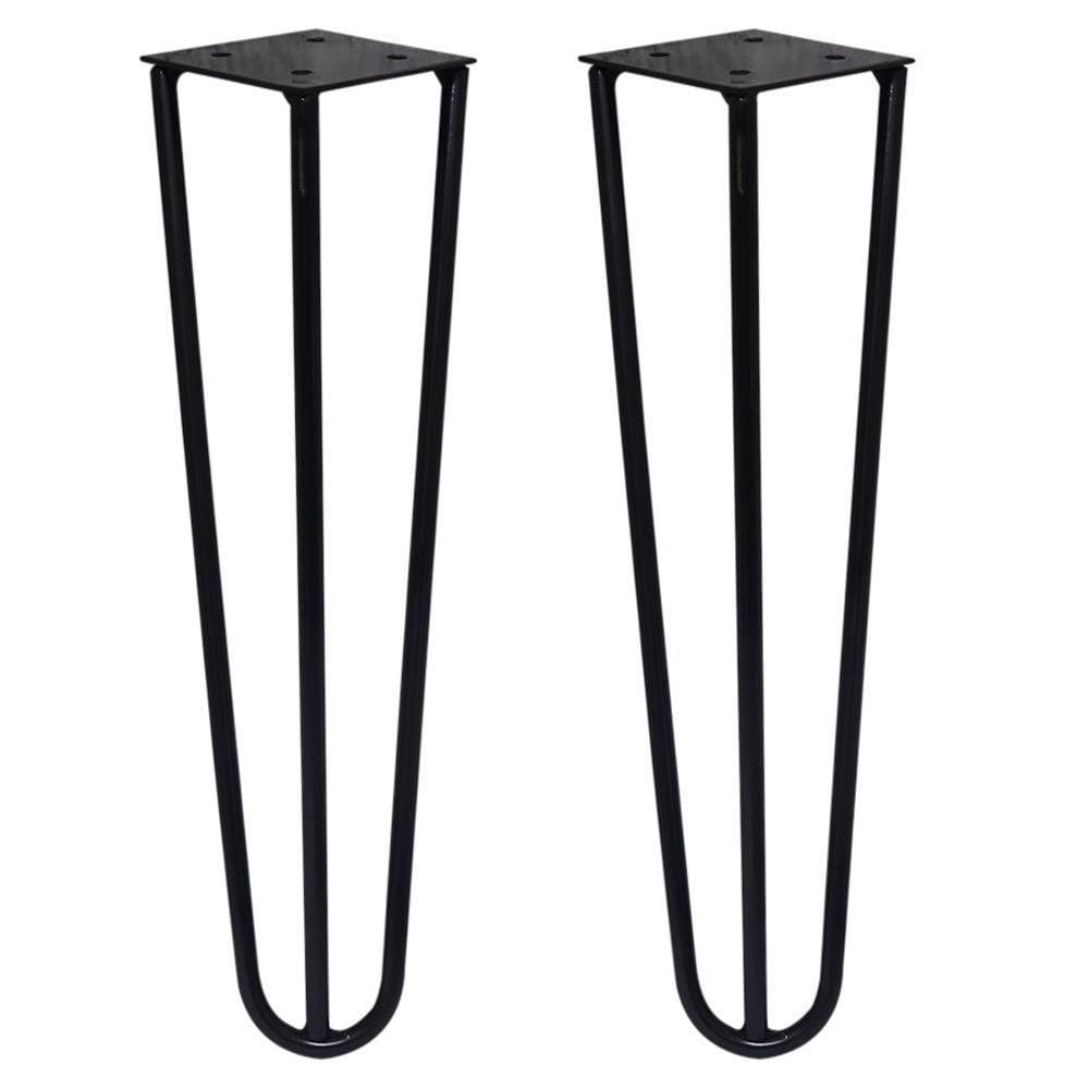 Kit 2 Pés De Metal 25 Cm Mesas De Centro Puffs Preto
