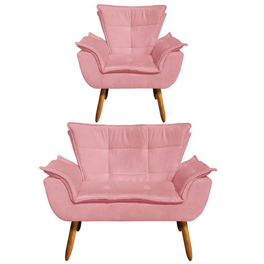 Kit Namoradeira 01 Poltrona Opala Suede Rose