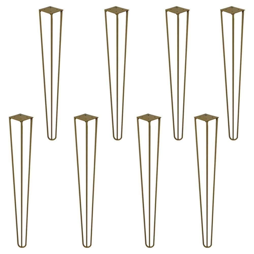 Kit 8 Pés De Metal 90 Cm Aparador E Mesa De Canto Dourado
