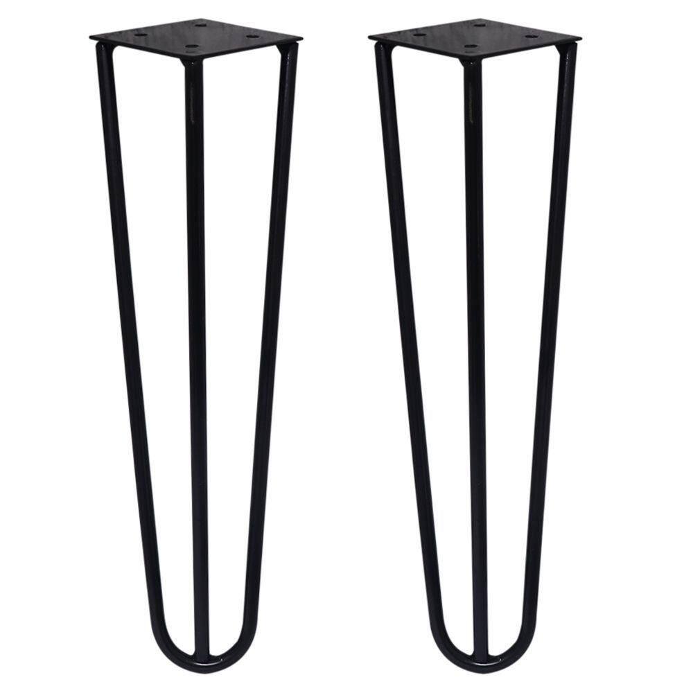 Kit 2 Pés De Metal 30 Cm Mesa De Canto Rack E Puffs Preto