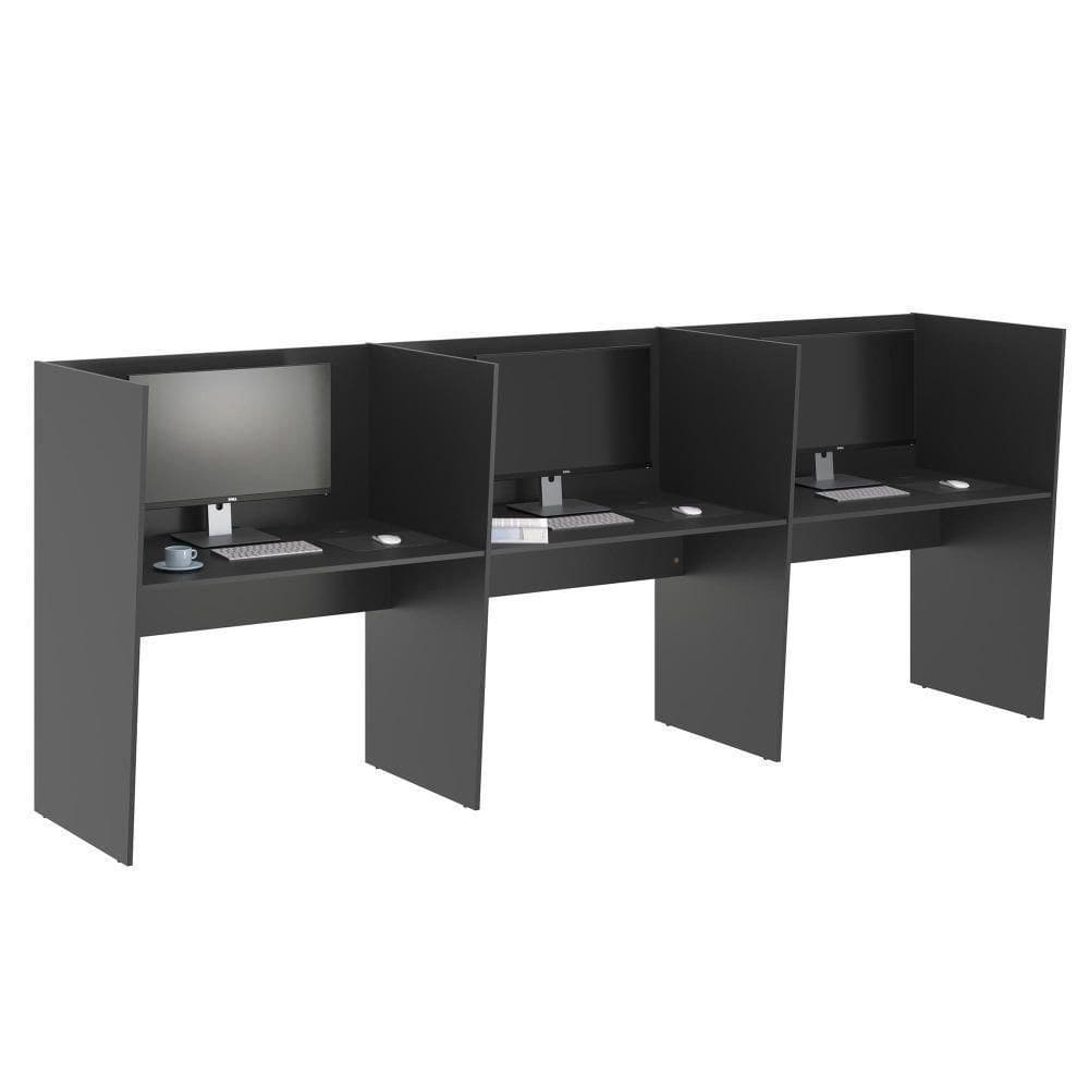 Mesa De Trabalho 3 Lugares Inglaterra Preto Onix