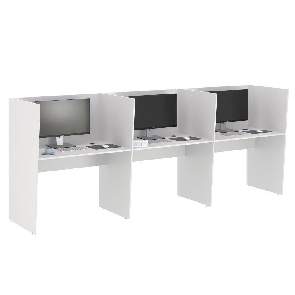 Mesa De Trabalho 3 Lugares Inglaterra Branco
