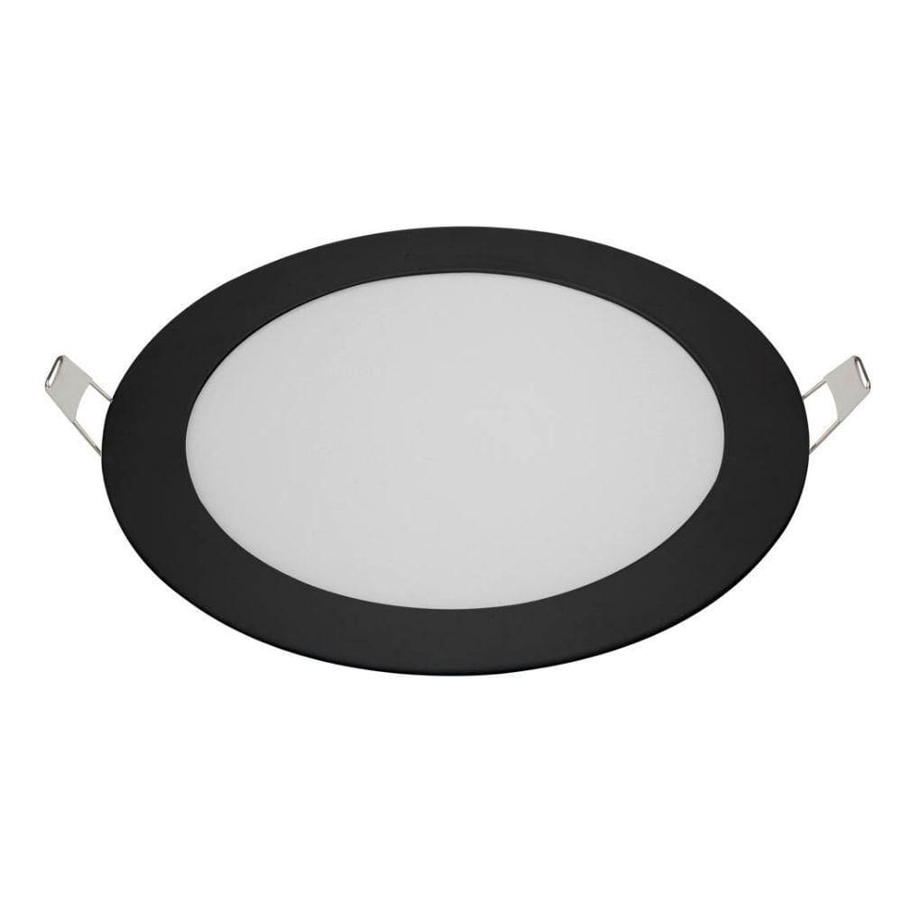 Painel De Led Blumenau Redondo Embutir 18w Bivolt Preto 6500k Luz Fria