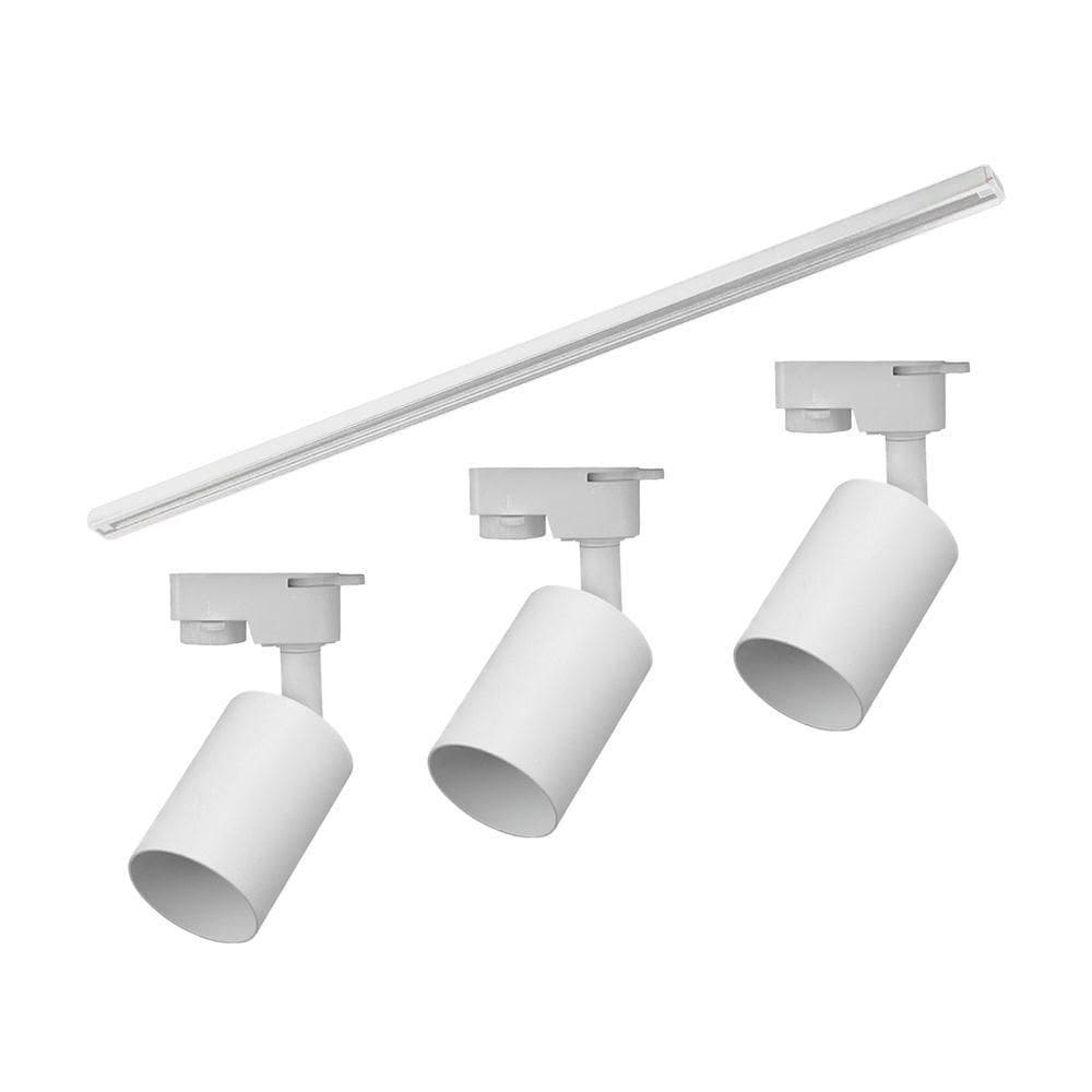 Kit Trilho Taschibra Com 3 Spot Track Mr16 Gu10 Bivolt Branco