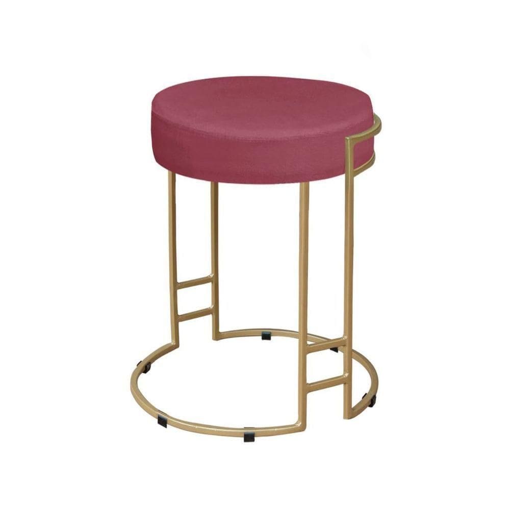 Puff Decorativo Sarah Sala E Recepção Metal Dourado Veludo