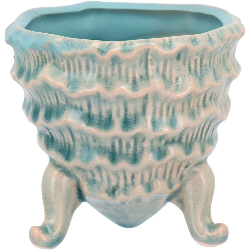 Fergie Cachepô 9X9X9Cm Cerâmica Azul Com Pé