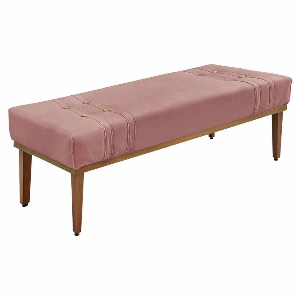 Calçadeira Recamier King 1,95m Gênova Veludo Rosa