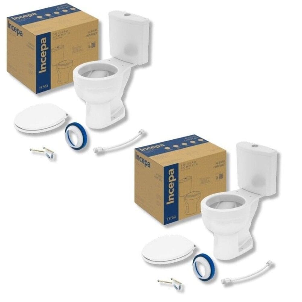 Kit 2 Vaso Sanitário com Caixa Acoplada e Assento Soft Close Acesso Confort Incepa Branco