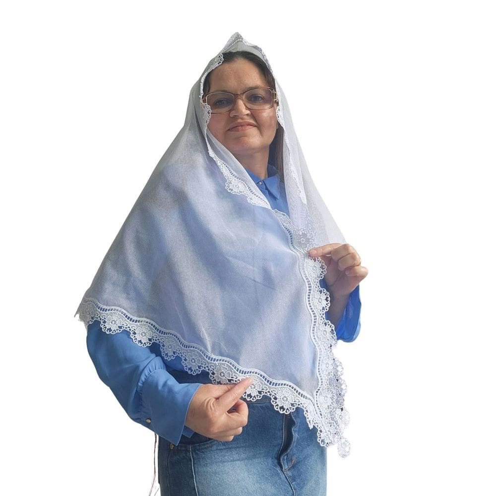 Véu Ccb Quadrado ou Redondo Com Renda Delicada Média