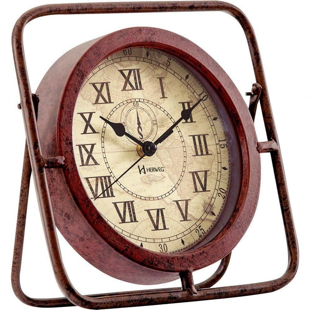 Relógio Mesa 25cm Retrô Ferro Aço Vintage Romano Velho 6487