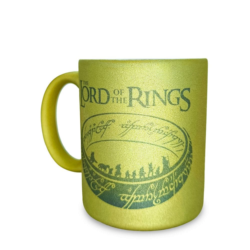 Caneca De Ceramica Glitter Dourada The Lord Of The Rings