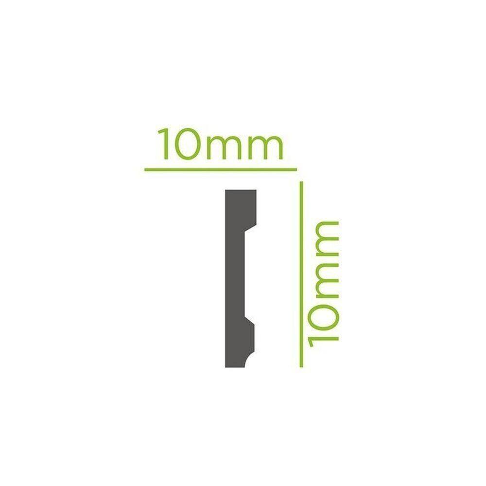 Kit com 15 Barras Rodapé de Poliestireno Slim 10cm X 10mm Liso 36m Branco