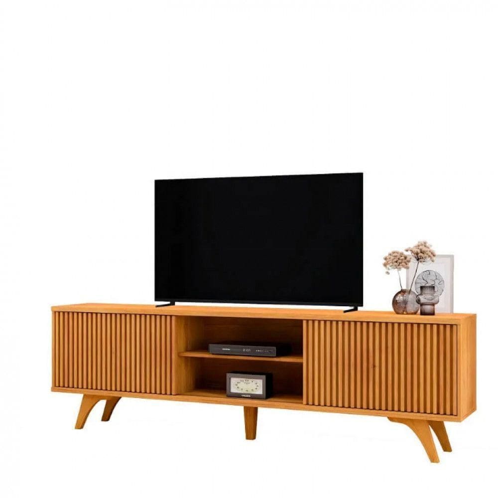 Rack Para Tv 70 Ripado 2 Portas De Correr Siena Mavaular Naturalle