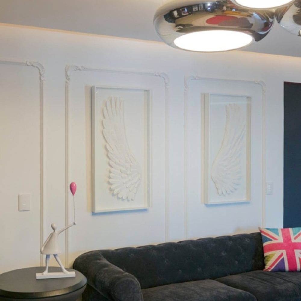 Kit com 5 Barras Boiserie Rodameio de Poliestireno M4 20mm X 200cm X 4cm 10m Branco