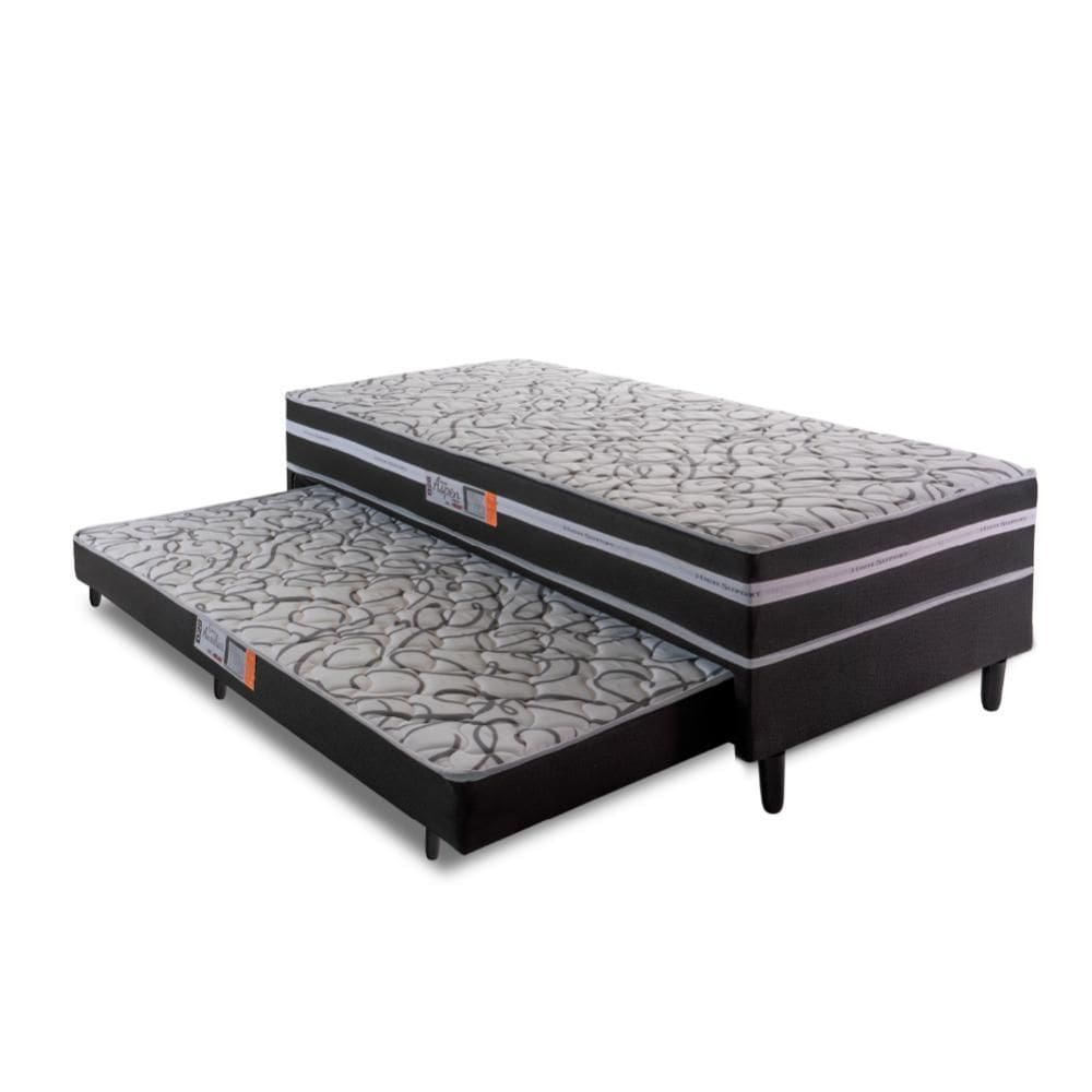 Cama Box Solteiro Com Cama Auxiliar 88X188X41Cm Cinza/Preto
