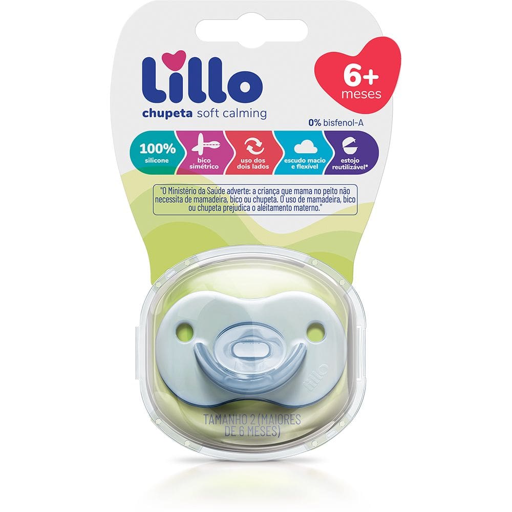 Chupeta Soft Calming Silicone Tamanho 2 Azul Lillo (6 a 12 Meses)