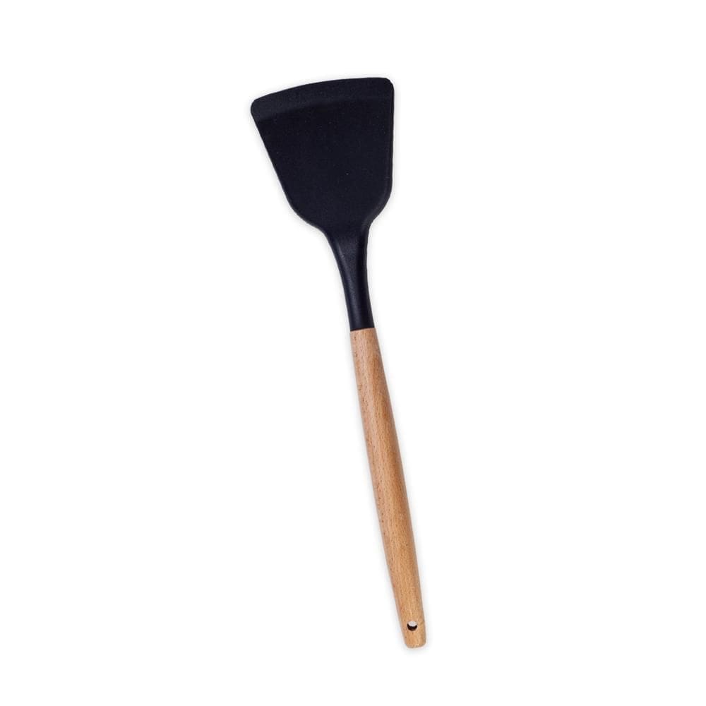 Espátula De Silicone Com Cabo De Madeira Preto - Oikos