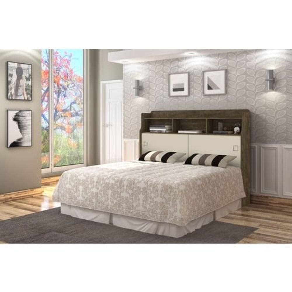 Cabeceira Jéssica Queen 1,58cm Castanho/off White - Cambel