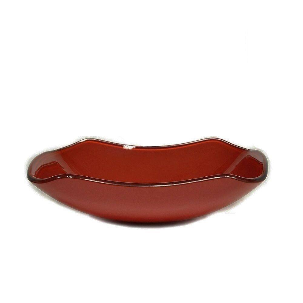 Cuba De Vidro Retangular Abaulada 45cm Vermelho Cereja